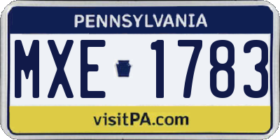 PA license plate MXE1783