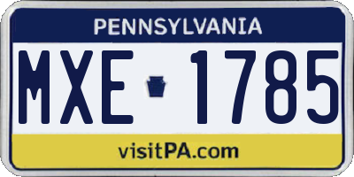 PA license plate MXE1785