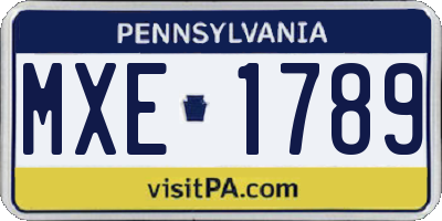 PA license plate MXE1789