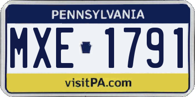 PA license plate MXE1791