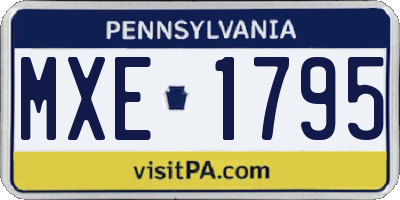 PA license plate MXE1795
