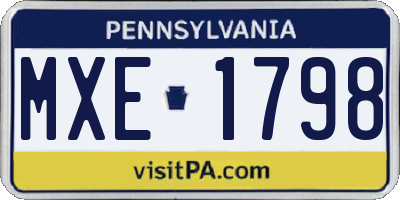 PA license plate MXE1798