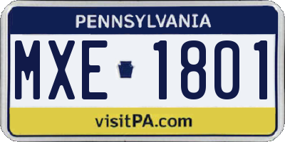 PA license plate MXE1801