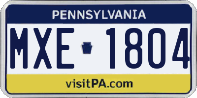 PA license plate MXE1804