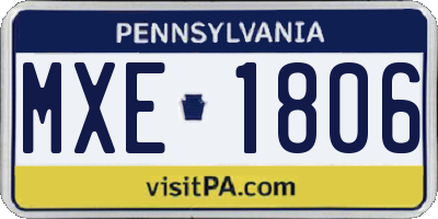 PA license plate MXE1806