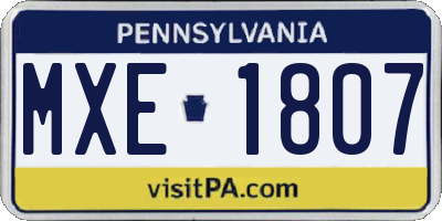PA license plate MXE1807