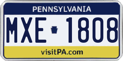 PA license plate MXE1808