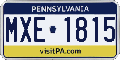 PA license plate MXE1815
