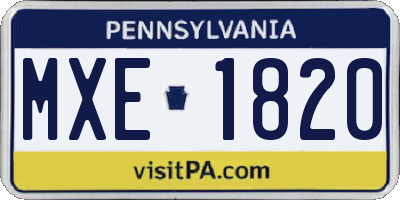 PA license plate MXE1820