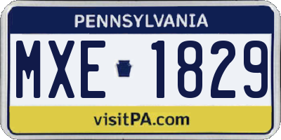 PA license plate MXE1829