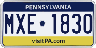 PA license plate MXE1830
