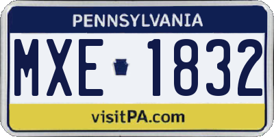 PA license plate MXE1832