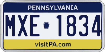 PA license plate MXE1834