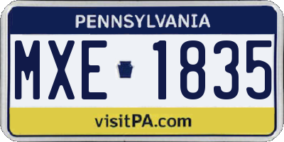 PA license plate MXE1835