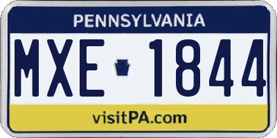 PA license plate MXE1844