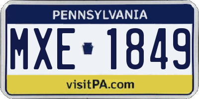 PA license plate MXE1849