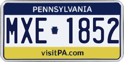 PA license plate MXE1852