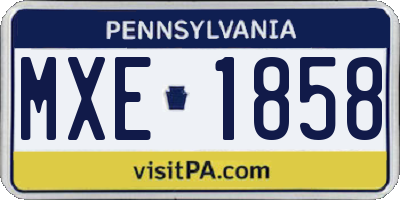 PA license plate MXE1858