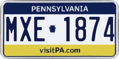 PA license plate MXE1874