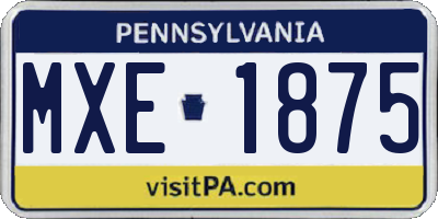 PA license plate MXE1875