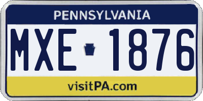 PA license plate MXE1876