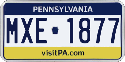 PA license plate MXE1877