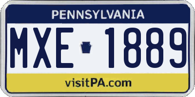 PA license plate MXE1889