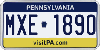 PA license plate MXE1890