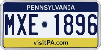 PA license plate MXE1896