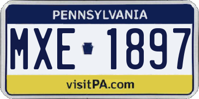 PA license plate MXE1897