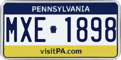 PA license plate MXE1898