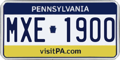 PA license plate MXE1900