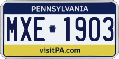 PA license plate MXE1903