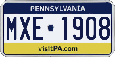 PA license plate MXE1908