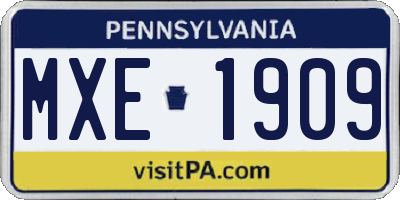 PA license plate MXE1909