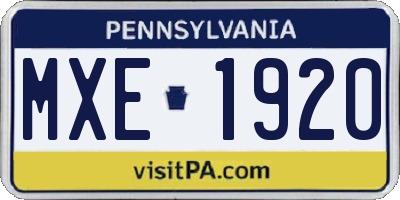 PA license plate MXE1920