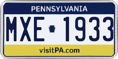 PA license plate MXE1933