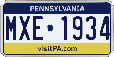 PA license plate MXE1934