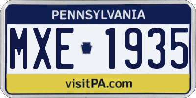 PA license plate MXE1935