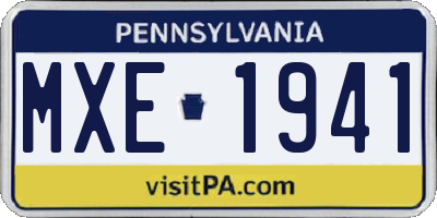 PA license plate MXE1941
