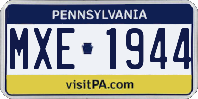 PA license plate MXE1944