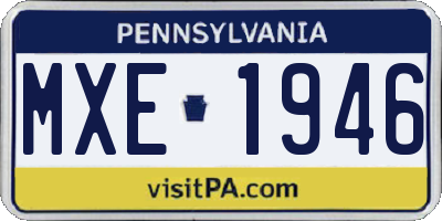 PA license plate MXE1946