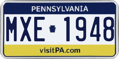PA license plate MXE1948