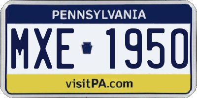 PA license plate MXE1950