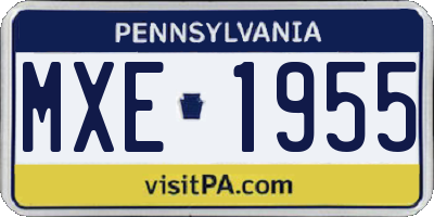 PA license plate MXE1955