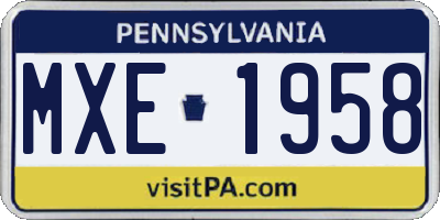 PA license plate MXE1958