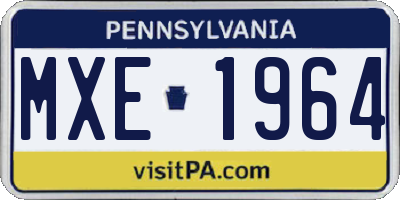 PA license plate MXE1964