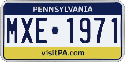PA license plate MXE1971