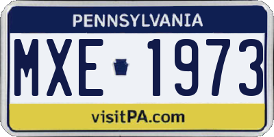 PA license plate MXE1973