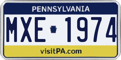 PA license plate MXE1974